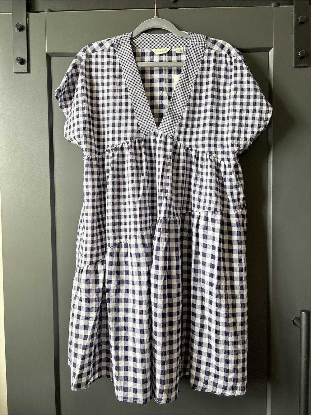 NWT Anthropologie 11.1.TYLHO Navy and White Gingham Midi Dress